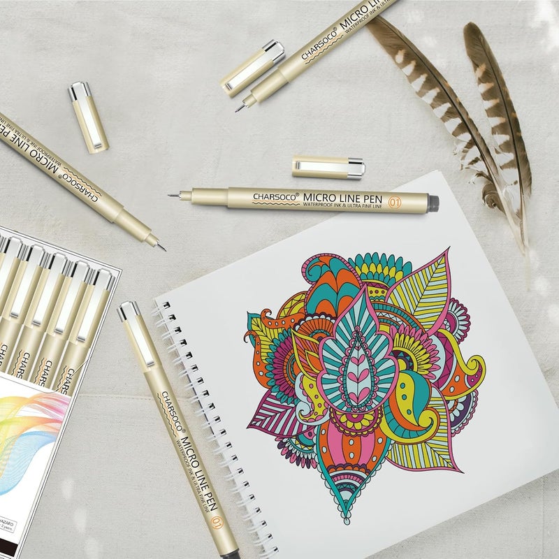 CHARSOCO 01 Micro Pen, Fine Point Pen with 12 Colors, Waterproof Archival Ink, 0.25mm Fineliner Ink Pens for Artist Illustration, Sketching, Anime, Manga, Technical Drawing and Scrapbooking - Image 4